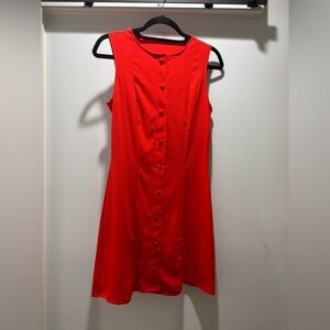 Elegant Red Button-Down Dress